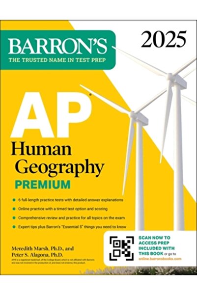 Barrons Education Series AP Human Geography Premium, 2025: Caiet pregătitor cu 6 teste practice + recapitulare cuprinzătoare + raportare online