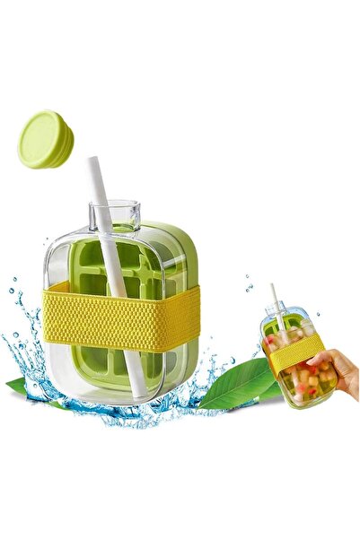 Arabest 2-in-1 Ice Cube Maker Water Bottle with Straw, 500ml Portable Ice Tray for Travel and Gym 1 Pack