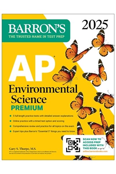 Barrons Education Series AP Environmental Science Premium, 2025: Caiet pregătitor cu 5 teste practice + Recenzie cuprinzătoare + Online