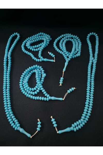 sarıyer silver Blue Colored Plastic Stone 99 Beads Prayer Rosary Five-Piece B...