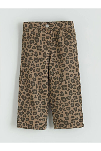 LC Waikiki Lcw Baby Brown Elastic Waist Leopard Patterned Baby Girl Pants