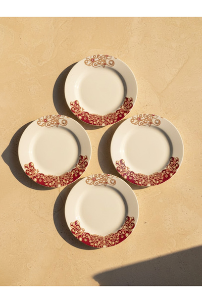 Bisbell 8-Inch Melamine Deep Plate - Red Lianas Floral Print, Shatter-Resistant Soup Bowl, BB1766