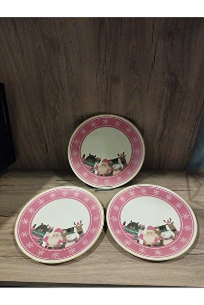 Keramika Service Plate 26 cm 3 Pieces Matte Patterned New Year / New Year's Eve / New Year