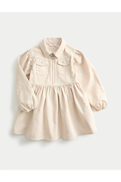 Marks & Spencer Saf Pamuk Denim Elbise (2-8 Yaş)