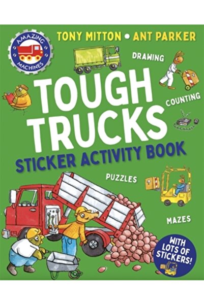 KINGFISHER Caiet de activități cu autocolante Amazing Machines Tough Trucks