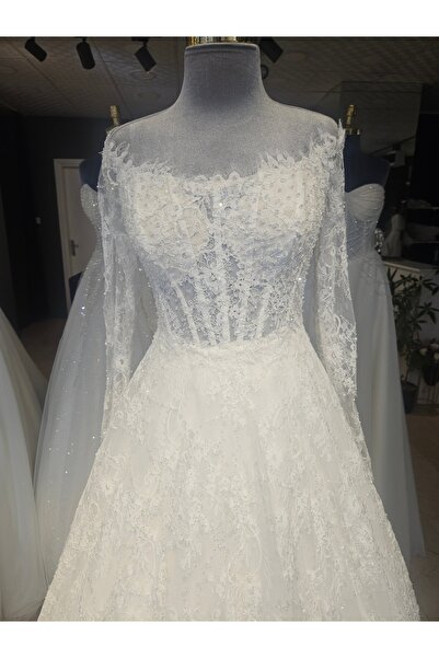 BY SD MY DREAM Franzlsiz dantel kollu gelinlik