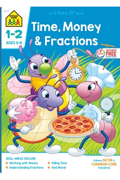 School Zone Caiet de lucru Timp, Bani și Fracții 1-2 Ediție Deluxe