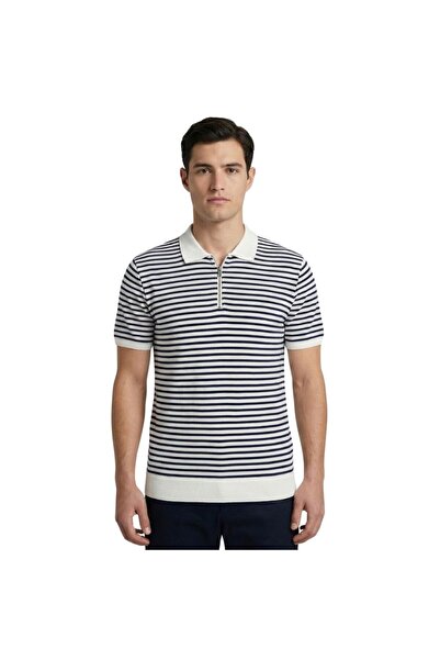 trender Gipeli Waffle Half-Zip Striped Мъжка тениска 4055 INDIGO
