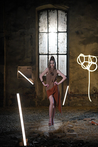 Bitolia Gallery Dita shiny copper dress