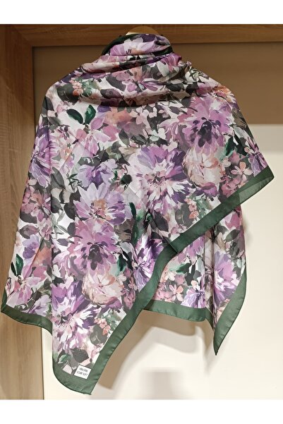 ESİMA Batik Çiçek Desen Mor Pamuksu Şal