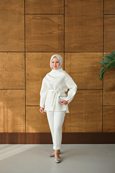 LOCCO Women's Waist Tie Set White