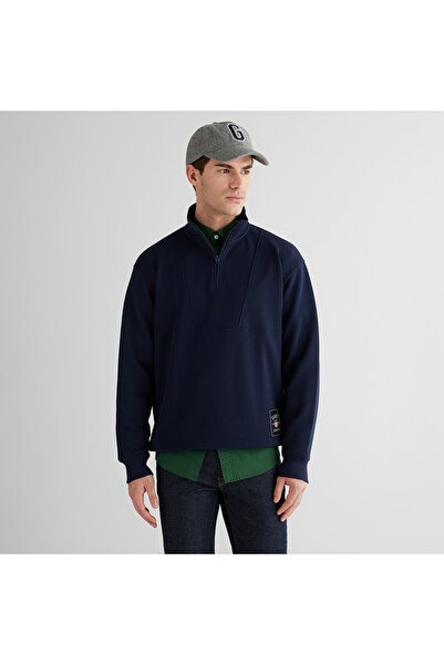 Gant Erkek Lacivert Relaxed Fit Kapüşonlu Sweatshirt