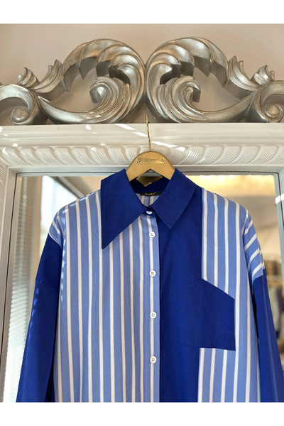 Invee Довга сорочка з кишенями - Синя