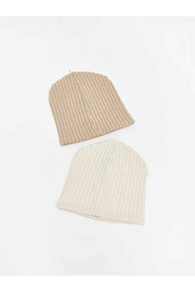LC Waikiki Beige Basic Baby Boy Beanie Set of 2