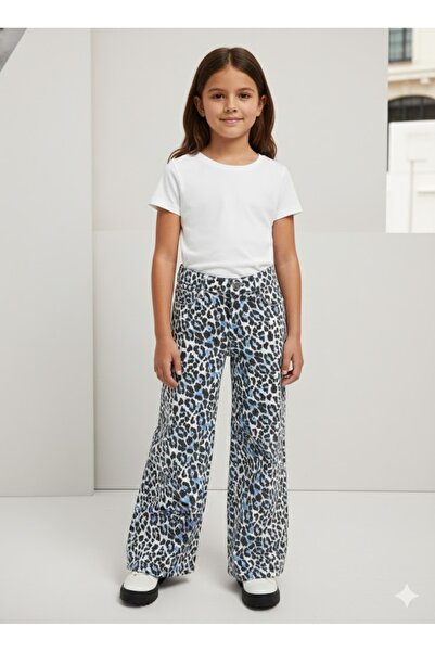 littlestars kids Little Star Kız Çocuk Leopar Desenli Kot Pantolon - Denim Jeans
