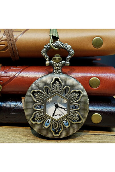 shopwave Leaf Motif Chain Pocket Watch