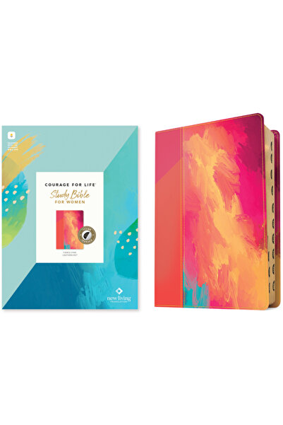 Tyndale House Publ Biblia de studiu NLT Curaj pentru viață pentru femei (asemănătoare pielii, roz intens, indexată, cu filament)
