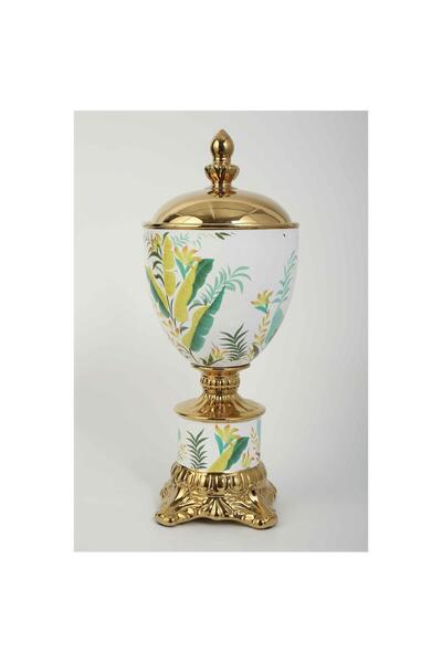 Vitale مزهرية سيراميك كلاسيكية بغطاء 20.2*20.2*49 سم AK.KD0072