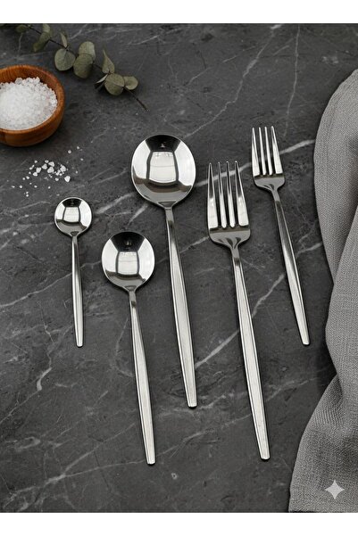 aktaş home Round Yeni Nesil 60 Parça 12 Kişilik Çatal Kaşık Takımı Paslanmaz ...