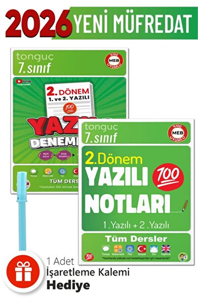 Tonguç Yayınları Tonguç 7. Sınıf 2. Dönem Yazılı Denemeleri Ve Yazılı Notları...