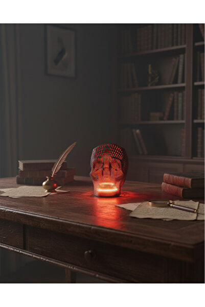 Cata Kuru Kafa Kalemlik Neon Led 3D Baskı 12x13cm (IŞIK RENGİNİ SORU-CEVAP BÖ...