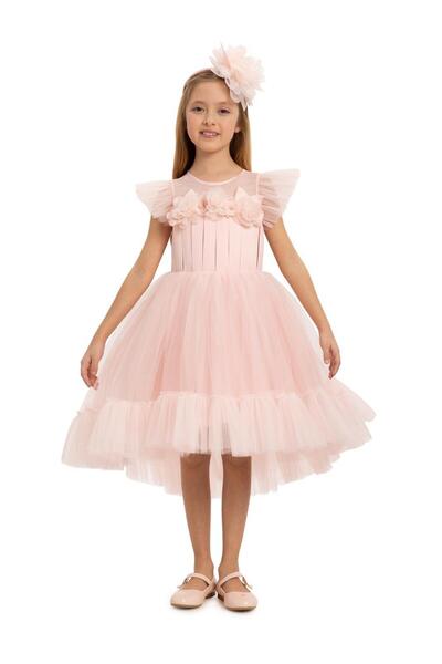 Via Bambino Pink Tulle Flower Dress