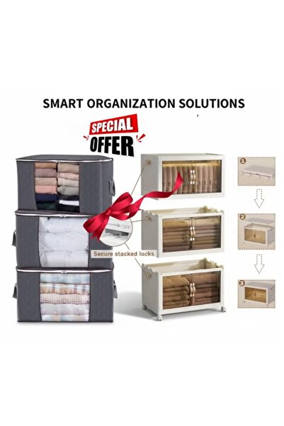 Primo Plus Foldable & Stackable Closet Storage – Fabric & Stainless Steel Org...