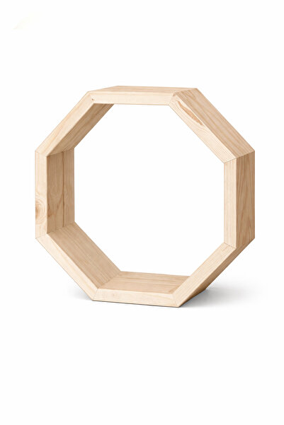 ÖZ ANADOLU Sekizgen ahşap duvar rafı