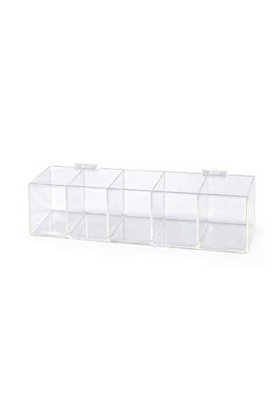 ALKHANBASHI Clear Acrylic Tea Bag Holder Organizer – 5 Compartment Storage Box (38.1 × 9.5 × 8 cm)