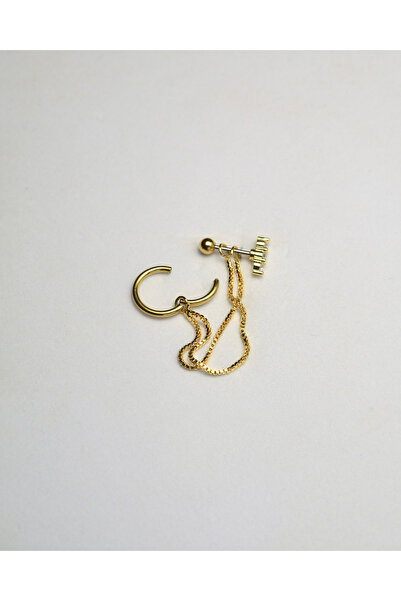 Piercing by Sever ŞEFFAF TAŞ, ZİNCİR VE HALKA ÇELİK PIERCING... ALTIN/GOLD RE...
