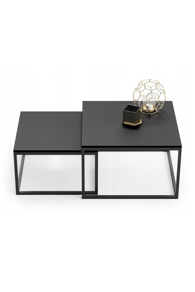 DECOLİN Metal İkili Modern Orta Sehpa Mdf Tabla