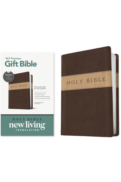 Tyndale House Publ Biblia cadou premium NLT, cu filament, Tutone (imitare pie...