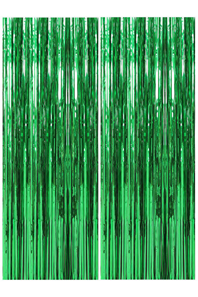 Generic Pack Of 2 Foil Party Door Curtain 100x200cm Green Curtain Tassel Curtain Set Party Decorative