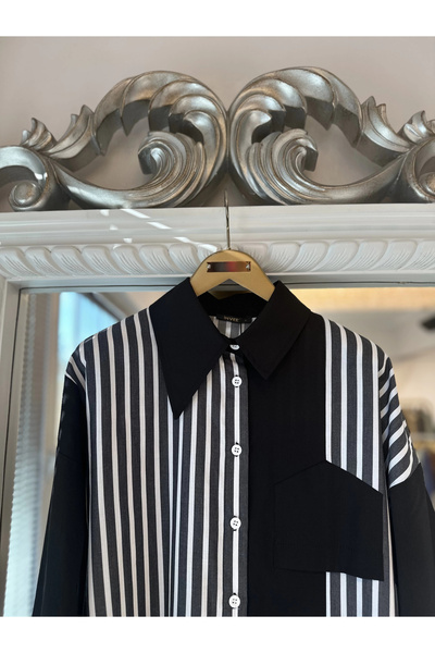 Invee Довга сорочка з кишенями - чорна