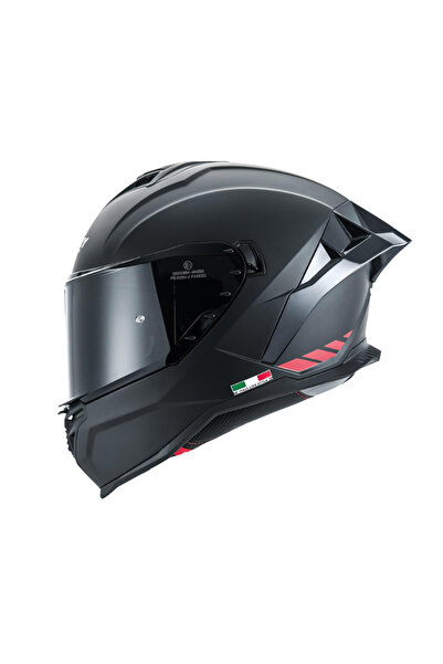 Sway SW 867 RED STRIP Full Face Kask (Siyah Vizörlü)