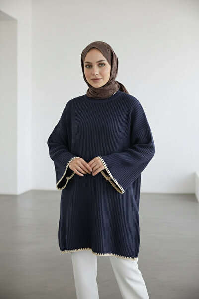 Ewa Pekar Çoban Dikişli Salaş Kol Triko Tunik