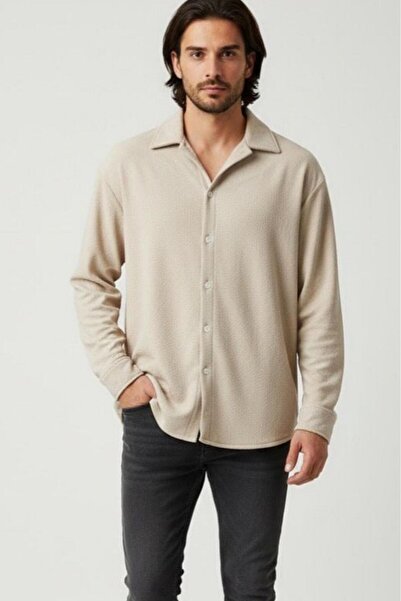 CAST COLLECTİON Men's Beige Crepe Shirt