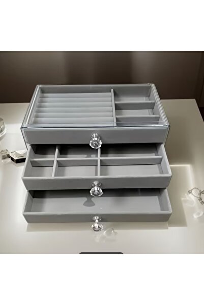 ALPCES Cutie de bijuterii cu 3 straturi, cu sertare, cutie de bijuterii din a...