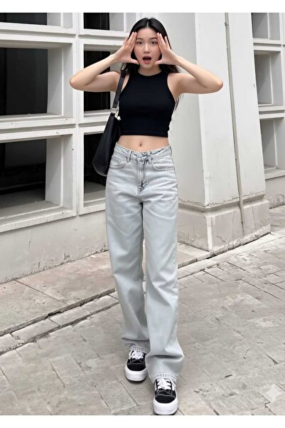 Trn JNS Tokyo Blue Baggy Tinted croială largă Pantaloni largi, confortabili, ...