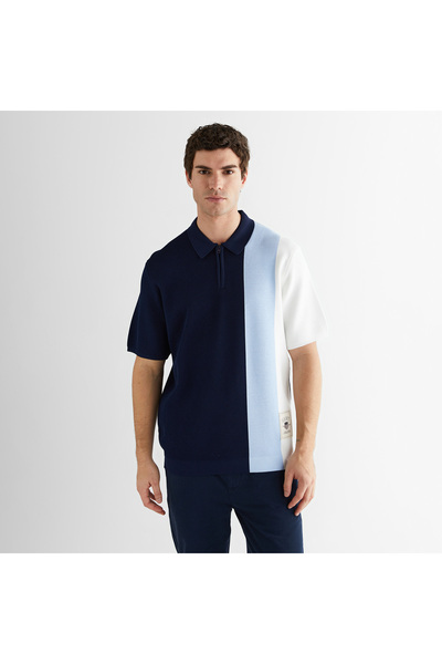 Gant Erkek Lacivert Regular Fit Renk Bloklu Triko