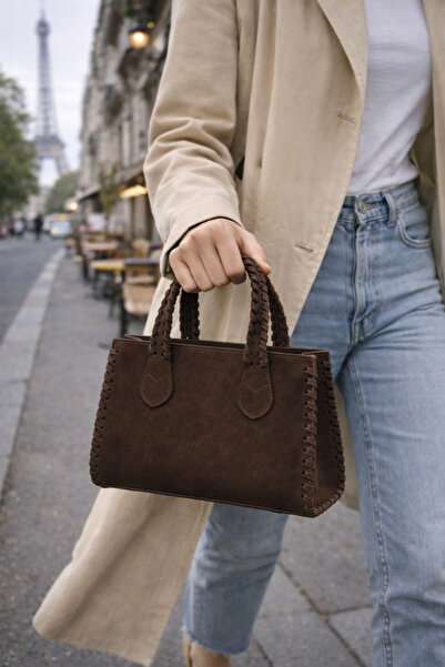 mèche atelier since 2024 Women's Suede Braided Hand and Shoulder Bag Bitter B...