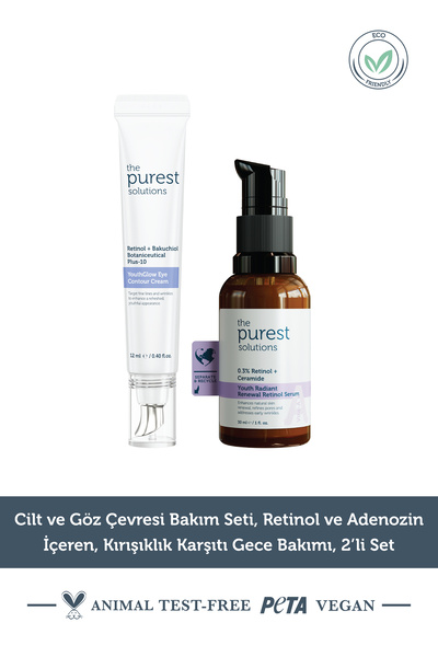 The Purest Solutions Cilt ve Göz Çevresi Bakım Seti, Retinol ve Adenozin İçer...