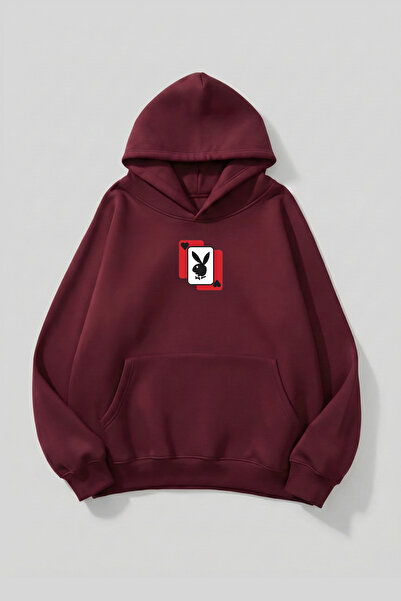 uyguntarz Unisex Soft Textured Playboy Printed Design Oversized 3 Thread Hood...