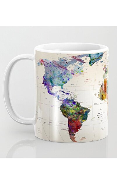Mio Life World Map Porcelain Mug Cup