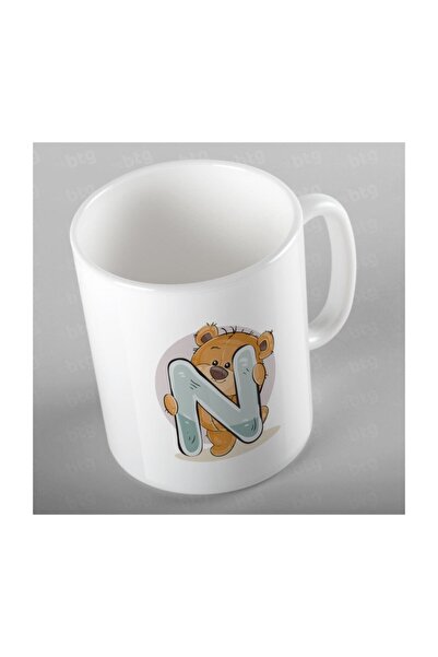 Mio Life كوب بورسلين بطبعة حرف N ودبدوب لطيف - Anı019