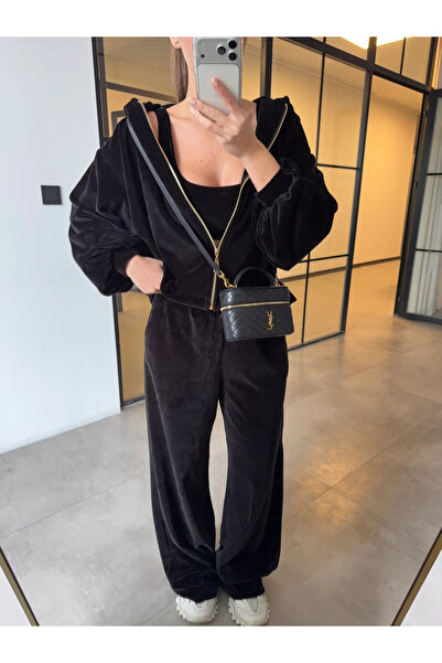 My Blog Black 100% Cotton Velvet 3-Piece Set - 0097