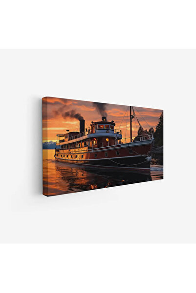 Tajridhome لوحة بحرية لسفينة تاريخية تبحر في مياه هادئة تحت سماء غروب مشمسة، ...