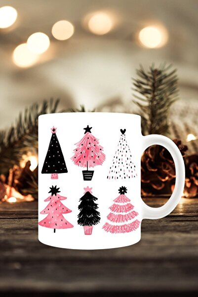 Mio Life Pink New Year Concept Pine Trees Printed Mug