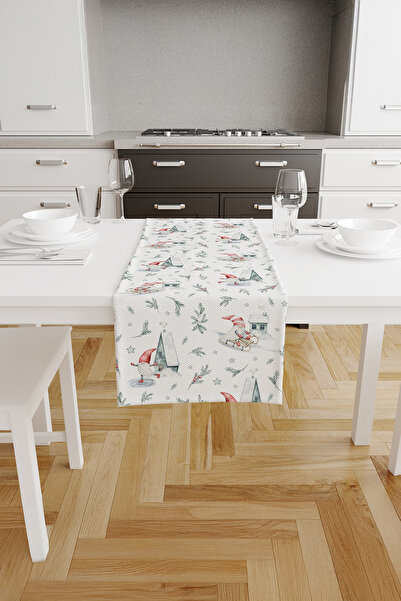 ASDİVA Snowie Snow and Gin Dwarf Patterned Christmas New Year Themed Runner