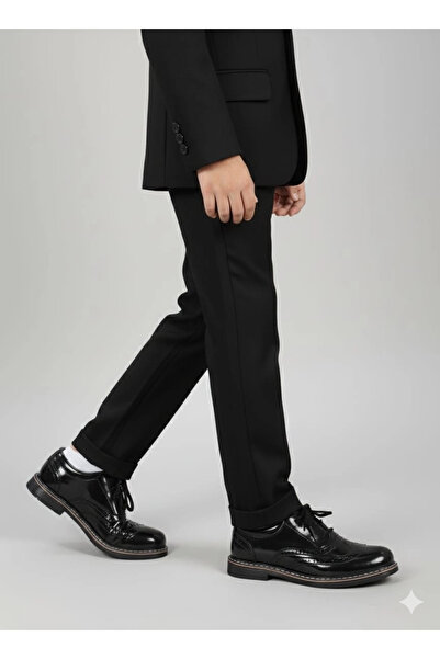 Yonca Çocuk Wolter 00102 Erkek Çocuk Düz Parlak Bağcıklı Kundura Ayakkabı